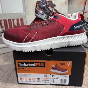 New Timberland Pro Setra Composite Safety Toe Shoes Lace Up Work Red Sz 10.5